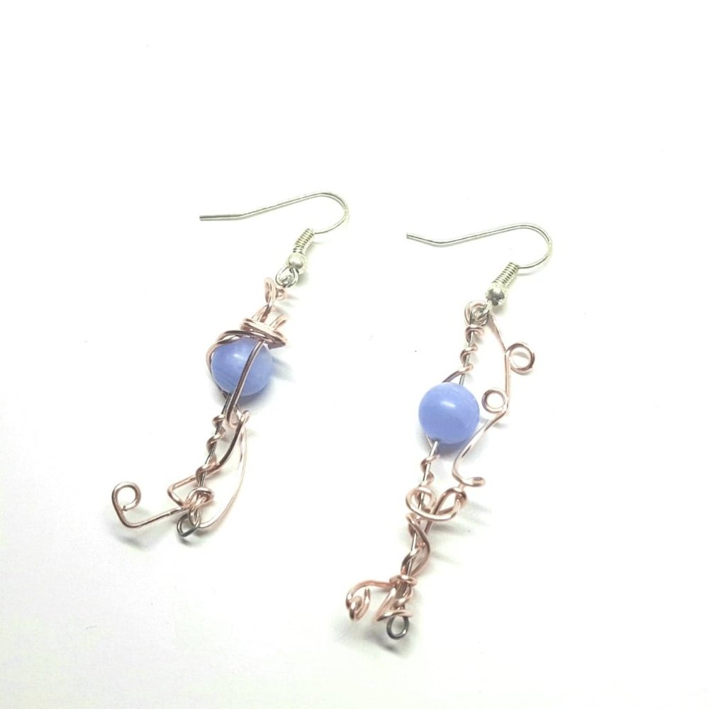 Blue Lace Agate Dream Genie Crystal Earrings